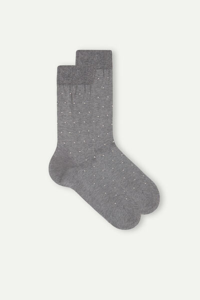Men’s Short Socks in Patterned Lisle Cotton