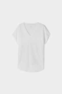 The Pure Linen Short-Sleeved Linen Top with V Neck