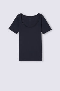T-shirt manches courtes avec encolure arrondie large en coton Ultrafresh