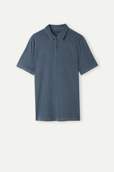 Polo Tričko s Krátkým Rukávem z Žíhavé Bavlny Washed Collection