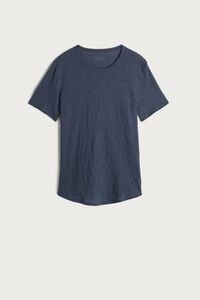 Short-Sleeved Round-Neck Linen Top