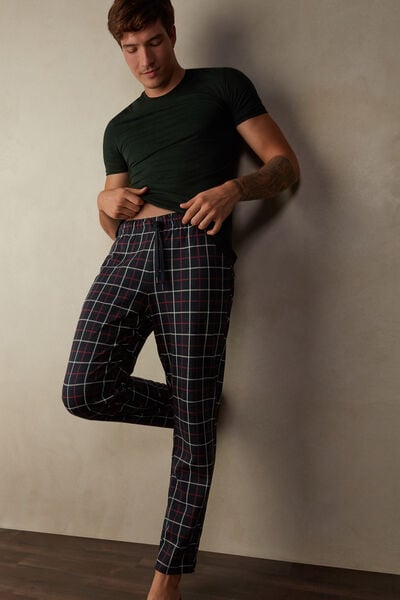 Full-Length Red/Cream Check Trousers