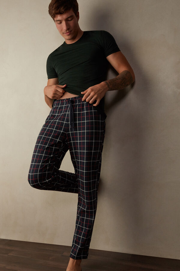 Long Red / Cream Checkered Trousers