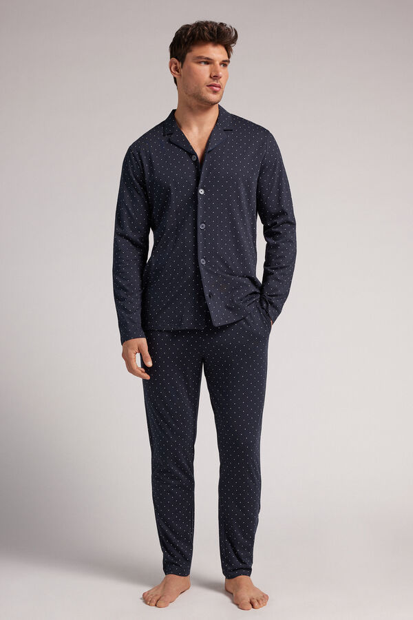 Set de pyjama ouvert à pois en coton