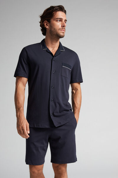 Button-Front Cropped Pyjamas in Supima Cotton