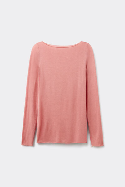 Maglia Manica Lunga in Modal con Cashmere e Scollo a Barchetta