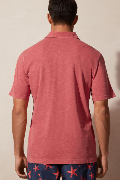 Polo manches courtes Washed Collection en coton flammé