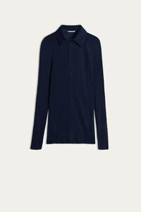 Fitted Polo in Wool and Silk