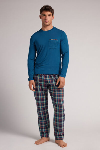 Pijama Comprido em Micromodal e Tela de Algodão