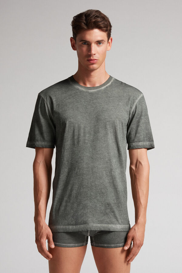 Oil Washed Short-Sleeved Cotton Top