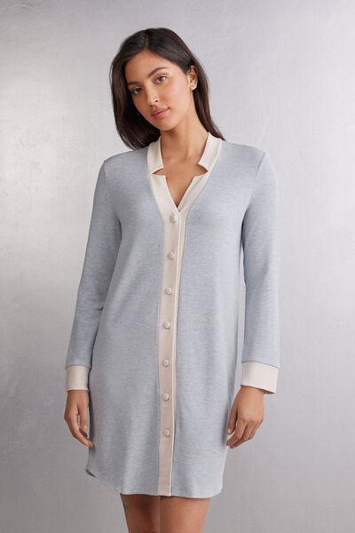 Camicia da Notte Aperta Davanti in Modal con Lana Cold Winter Night