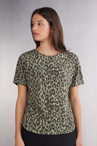 Maglia Manica Corta in Fresh Bamboo Safari Animalier