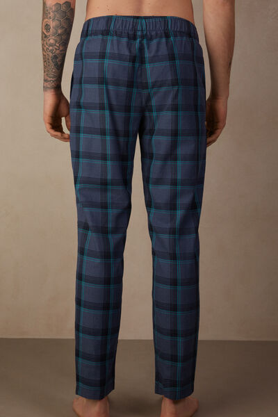Checked Plain-Weave Cotton Full-Length Trousers
