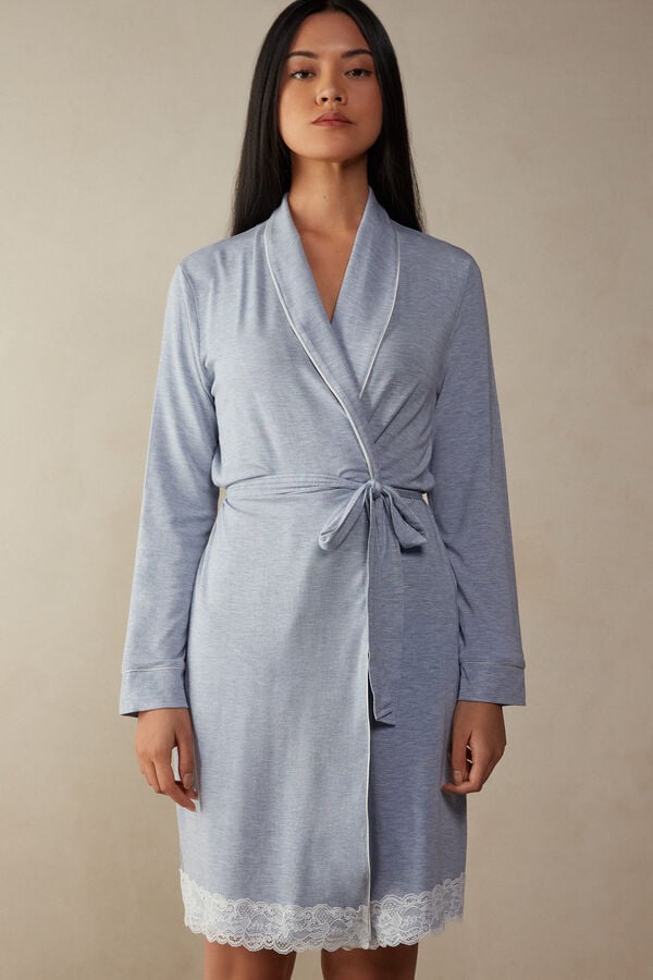 Modal Robe with Lace Detail