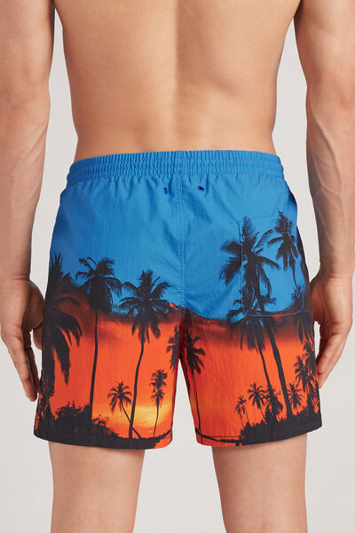 Swim Trunks with Large Palm Tree Print