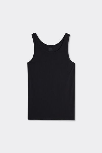 Round-Neck Vest Top in Stretch Superior Cotton