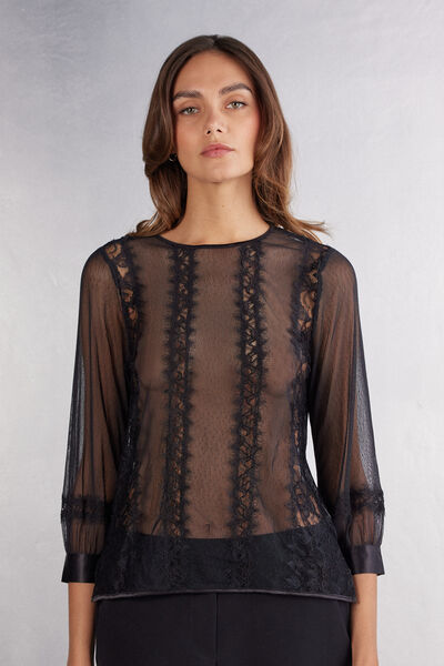 Her Beauty Lace and Tulle Long Sleeve Top