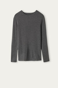 Langärmeliges Rundhalsshirt aus Thermal mit Cashmere