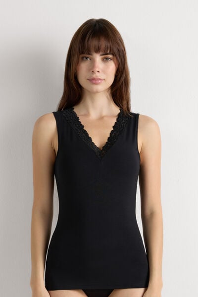Pretty Flower Modal and Lace Vest Top