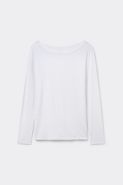 Langärmeliges Shirt mit U-Boot-Ausschnitt aus Micromodal