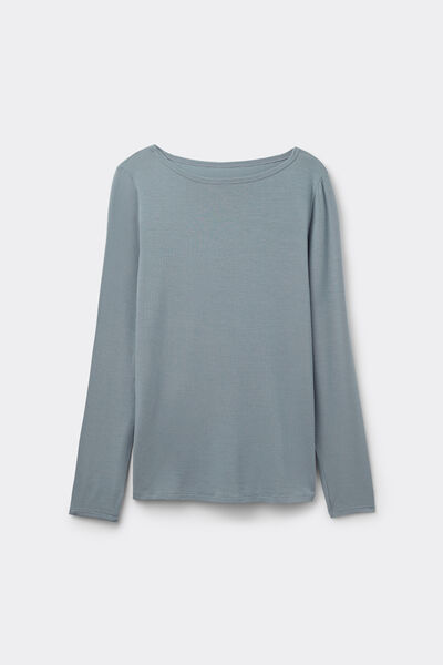 Maglia Manica Lunga Scollo a Barchetta in Micromodal