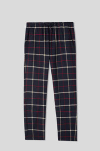 Pantalon long à carreaux corde/rouge en toile brossée