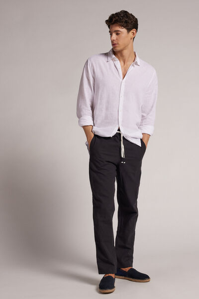 Pantalon en lin et coton