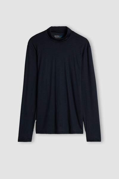 Long-sleeve High-Neck Merino-Wool Top