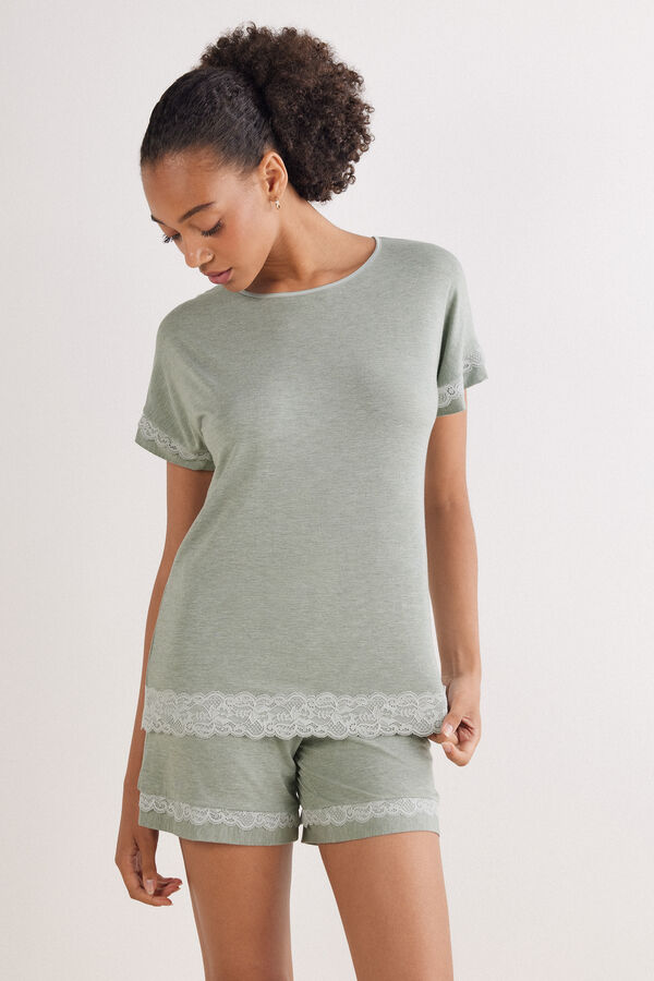 Set de pyjama court en modal avec dentelle