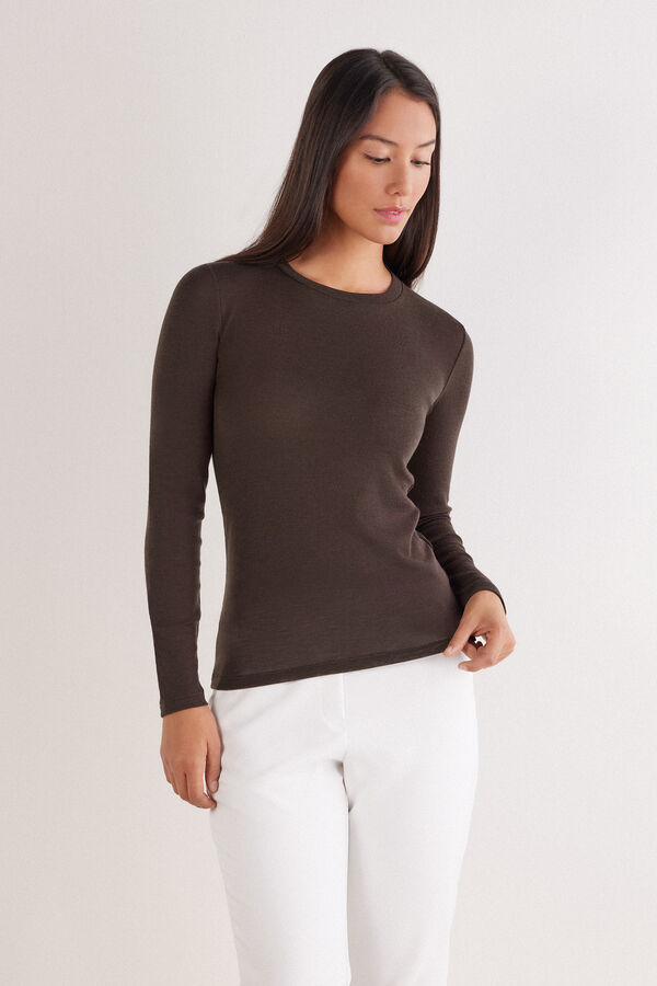 Maglia Manica Lunga Girocollo 100% Lana Merino