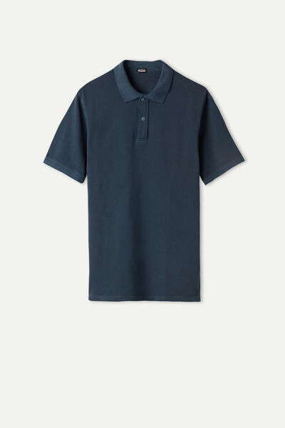 Short-Sleeved Washed Cotton Piqué Polo Shirt