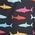 Multicolor Shark Print Tritone Swim Trunks