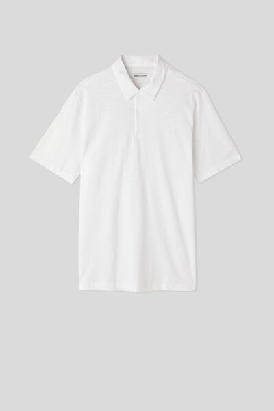 Short-Sleeved Slub Cotton Polo Shirt
