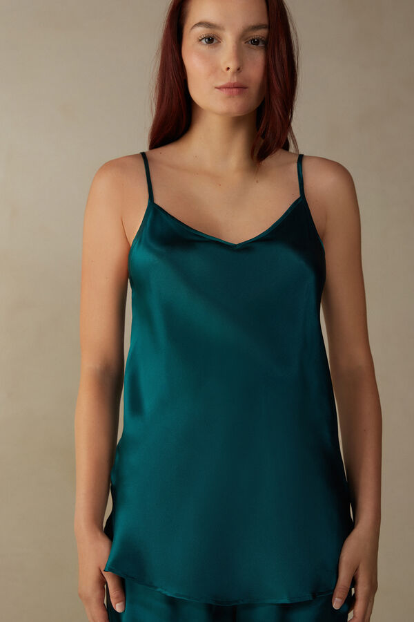 Silk Satin Top with V Neck