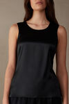 Round-Neck Top Wide Shoulder in Silk and Modal