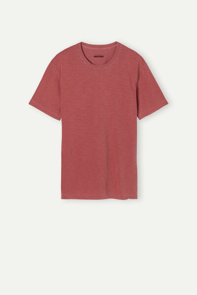 T-shirt z melanżowego dżerseju bawełnianego barwiony po uszyciu