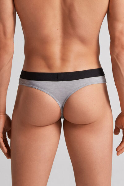 Men's Microfibre Thong with Logo Detail