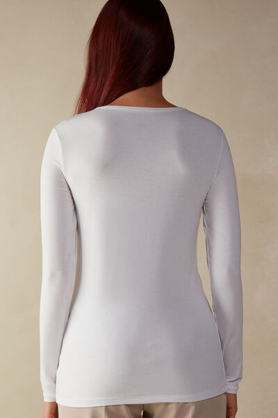 Long-Sleeved Round-Neck Micromodal Top