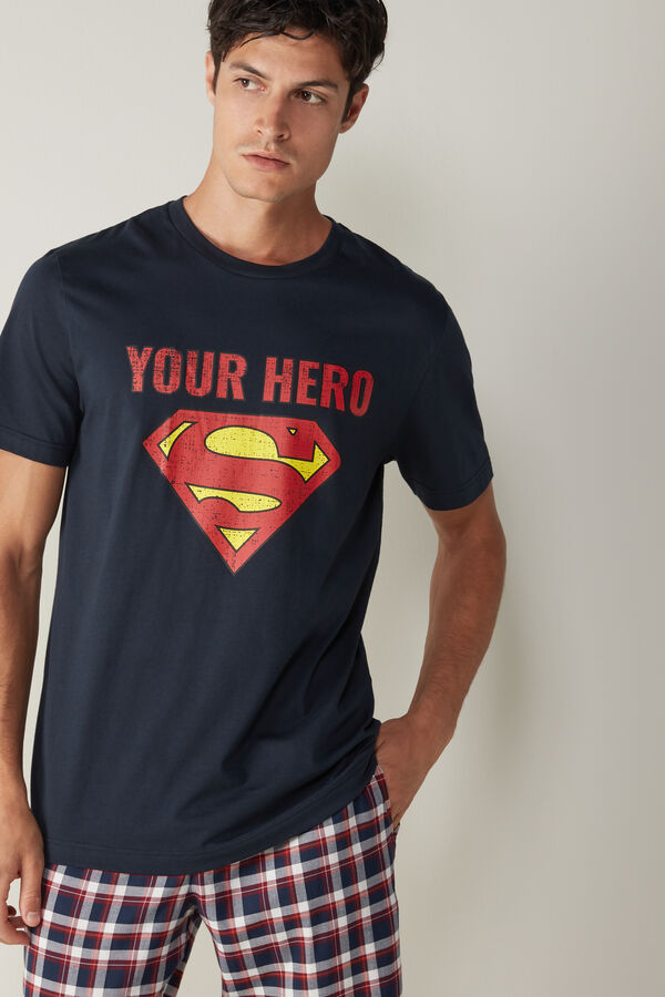Superman Logo Print T-shirt in Cotton