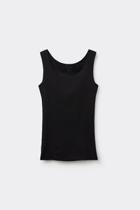 Round-Neck Raw-Cut Cotton Vest Top