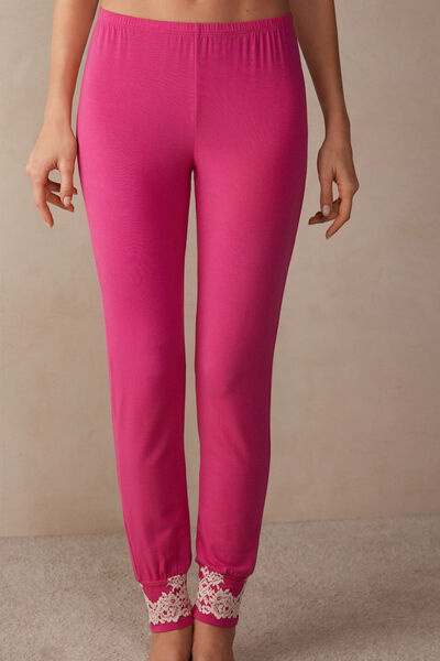 Pretty Flowers Full-Length Modal Trousers with Cuffs