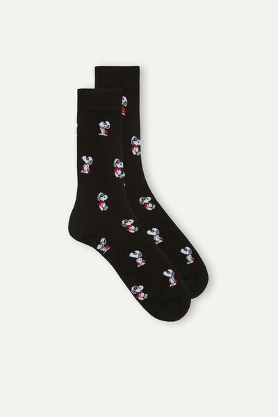 Short Warm Cotton Socks With Snoopy Pattern