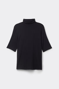 Kurzarmshirt mit Stehkragen aus Modal mit Cashmere Light