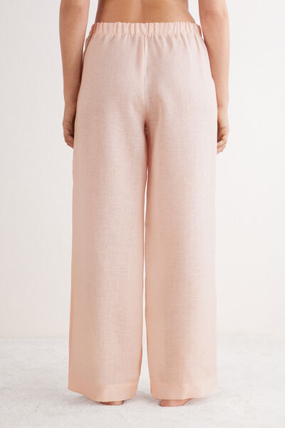 Pantalone Lungo con Coulisse in Tela di Lino