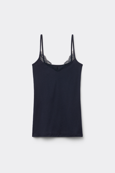 Ultralight Modal and Cashmere Camisole with Lace