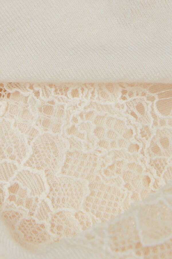 T-shirt manches longues en cachemire et dentelle