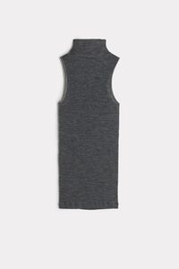 Wool and Silk Tubular Rib-Knit High-Neck Top