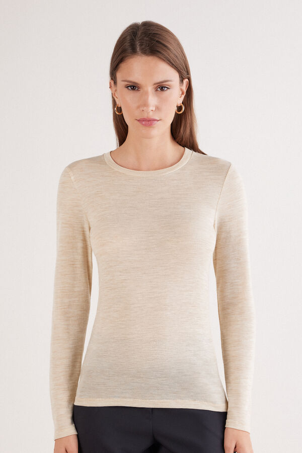 Crew Neck Long-Sleeved 100% Merino Wool Knit