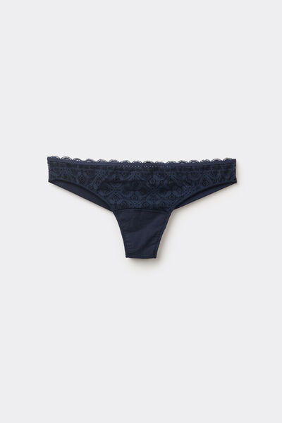 Tanga en dentelle et microfibre