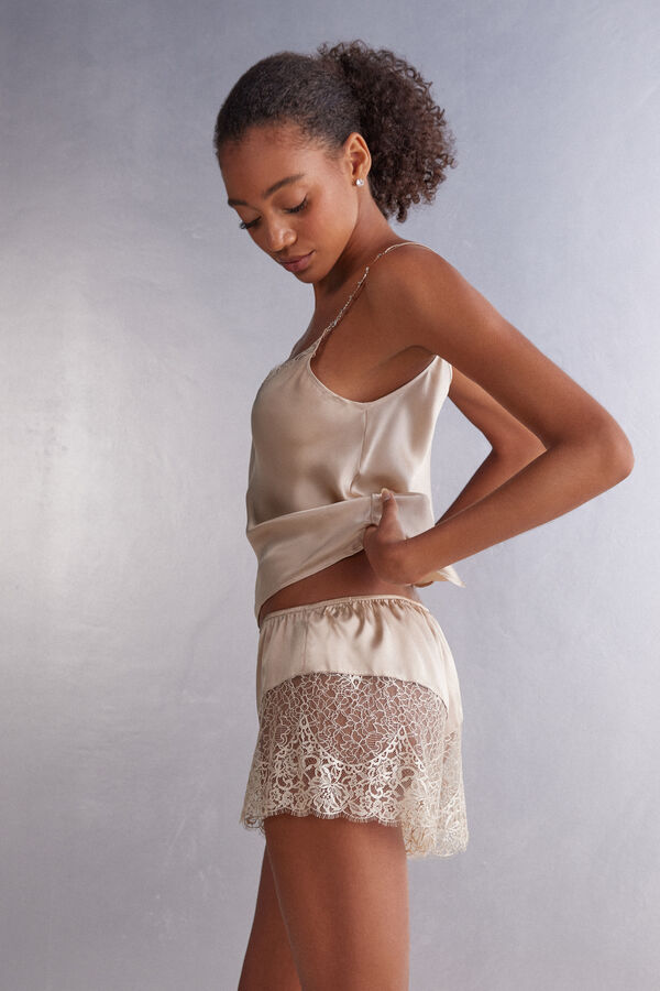 Living in Luxe Silk and Lace Shorts